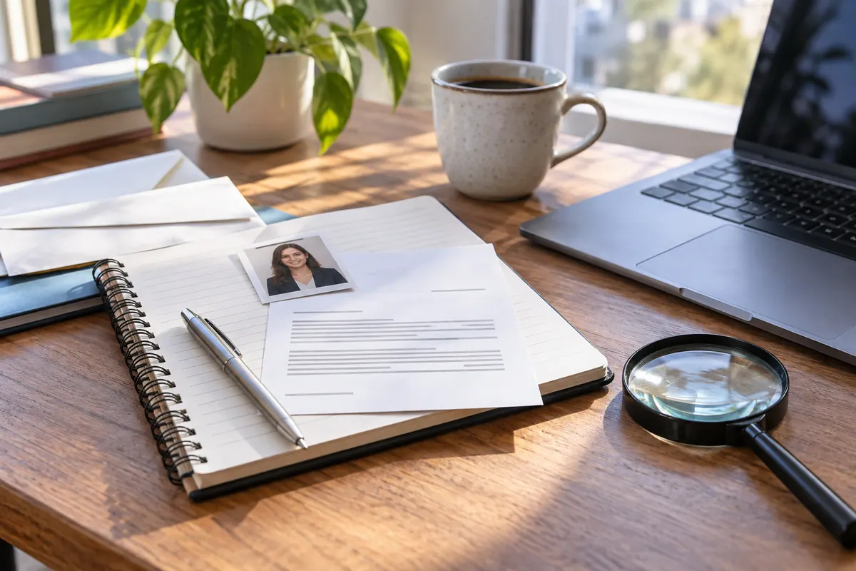 Illustration éditoriale : Correspondance de recrutement et vérification de l’employeur